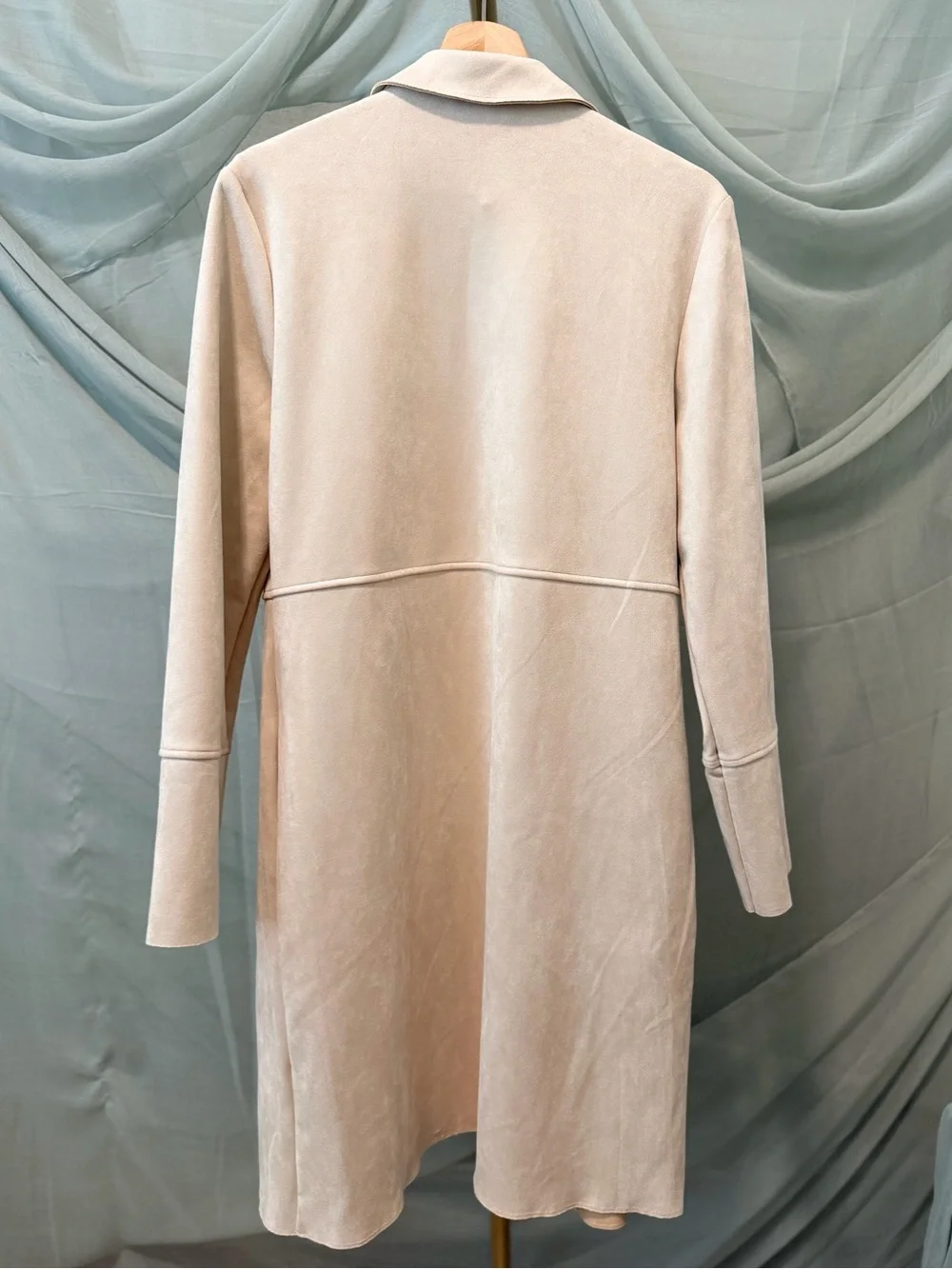 Premise Cream Open-Front Faux Leather Coat